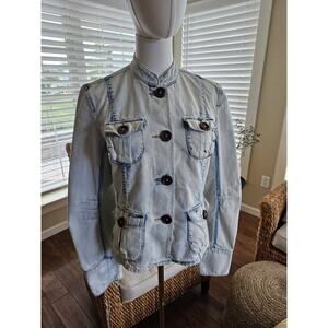 Marithe Francois Girbaud Denim Jean Jacket Women's Size M White Wash Y2K